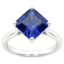 Ladies Solitaire Ring Asscher Ceylon Sapphire Gemstone 2.50 Carats