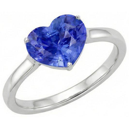 natural heart sapphire 2ct ring front view