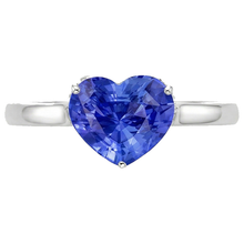 natural heart sapphire 2ct ring profile view