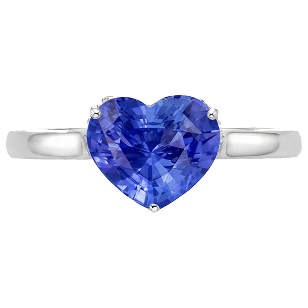 natural heart sapphire 2ct ring profile view