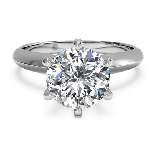 Ladies Solitaire Round Natural Diamond Wedding Ring White Gold 14K
