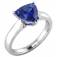 Ladies Solitaire Trillion Sapphire Ring 1.50 Carats White Gold Jewellery