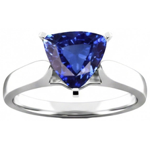 Ladies Solitaire Trillion Sapphire Ring 1.50 Carats White Gold Jewellery