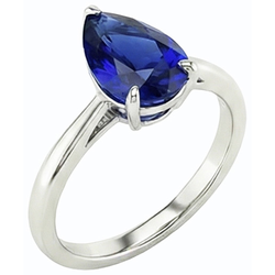 Natural Sapphire Ring 2.50ct - White Gold 14K