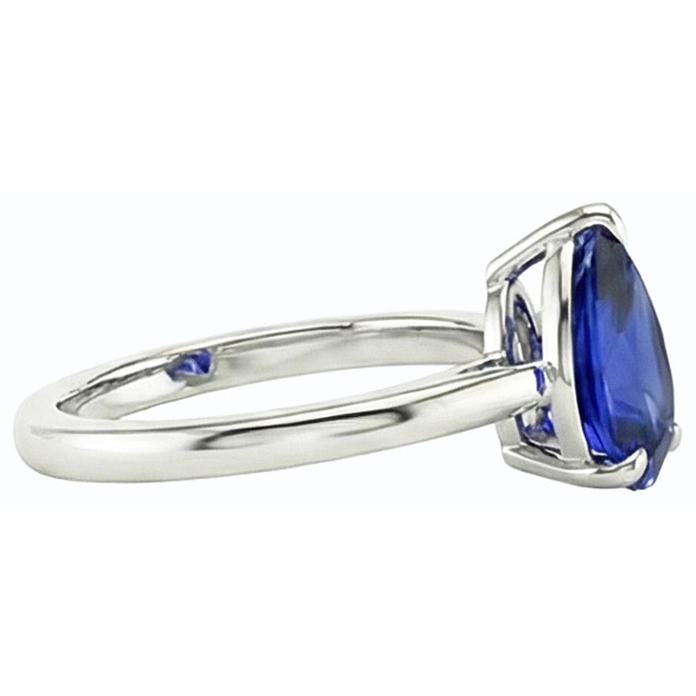 natural pear sapphire 2.50ct ring profile view