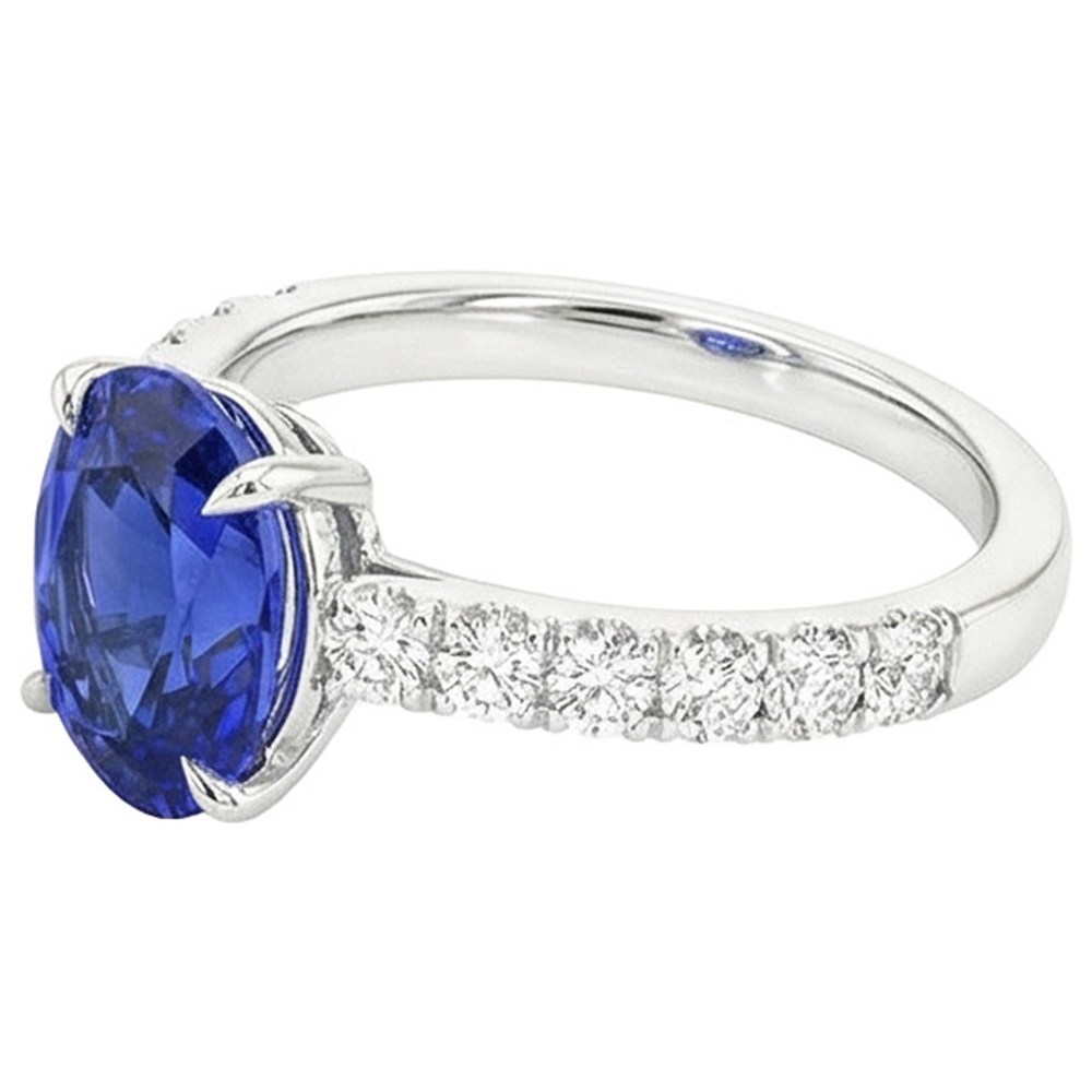 natural round sapphire 4ct ring profile view