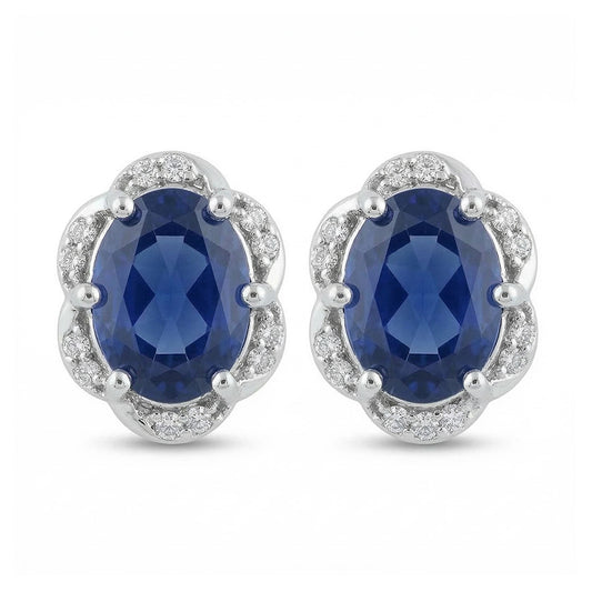 natural round sapphire 4.50ct earring front view