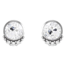 Ladies Stud Earrings Old Cut Real Natural Earth Mined Diamond Bezel Set 5 Carats White Gold 14K