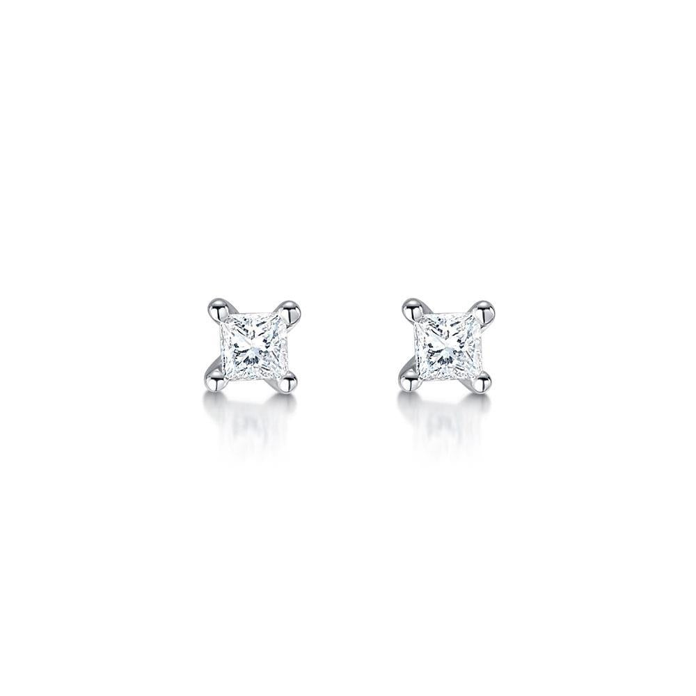 Ladies Studs Earring Prong Set 2.20 Ct Round Genuine Diamonds White Gold