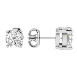 Ladies Studs Earrings 3.30 Ct Sparkling Real Round Cut Diamonds White Gold