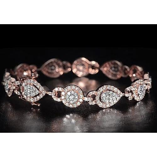 Ladies Tennis Bracelet 10 Carats Real Diamond Rose Gold Jewelry