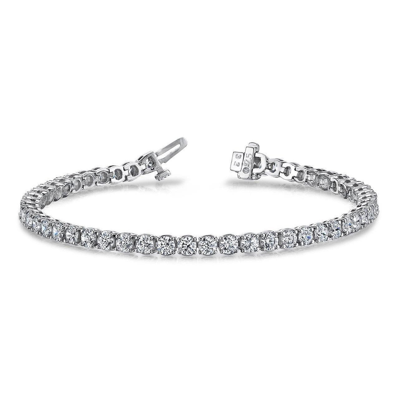 Ladies Tennis Bracelet 5.72 Ct Round Cut Natural Diamonds Prong Setting