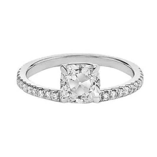 Ladies Wedding Ring Cushion Old Miner Natural Diamond Ring 3.25 Carats