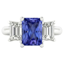 Ladies Wedding Ring Emerald Natural Earth Mined Diamonds 2 Carat Srilanka Sapphire 3 Stone