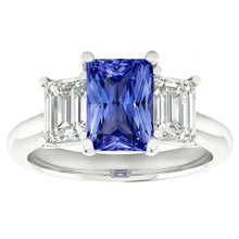 Ladies Wedding Ring Emerald Natural Earth Mined Diamonds 2 Carat Srilanka Sapphire 3 Stone