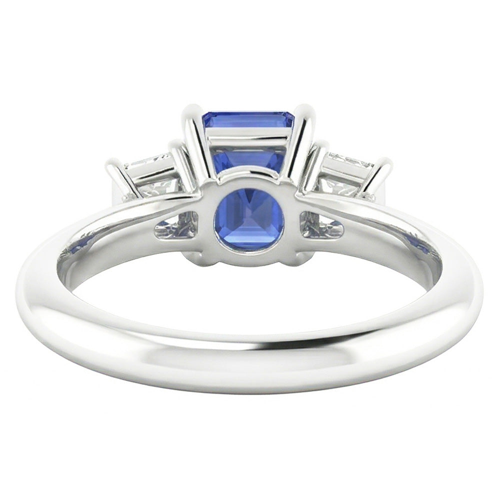 Ladies Wedding Ring Emerald Natural Earth Mined Diamonds 2 Carat Srilanka Sapphire 3 Stone