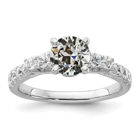 Ladies Wedding Ring Round Old Cut Natural Diamond 4 Prong Set 5 Carats
