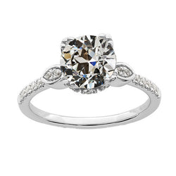 Ladies Wedding Ring With Accents Round Old Cut Real Diamond 3.50 Carats