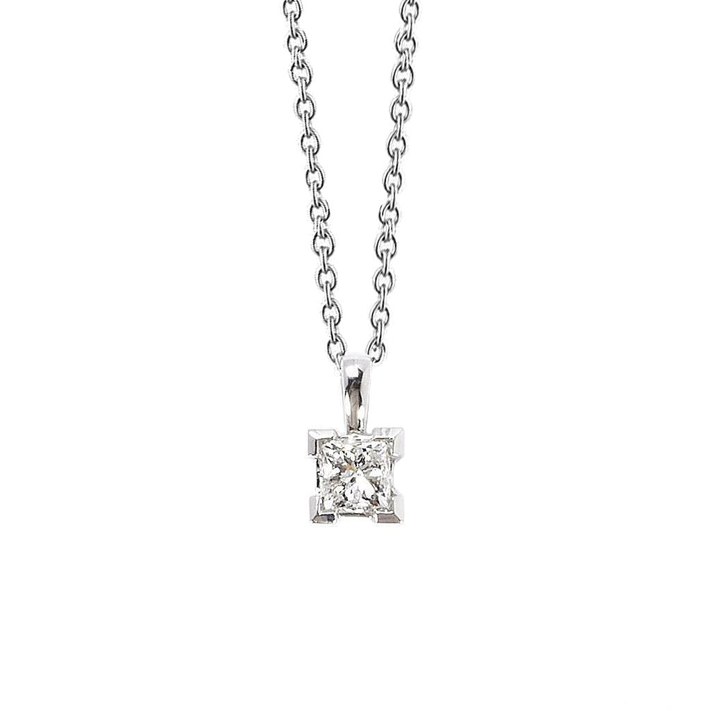 Ladies White Gold 1.00 Carat Solitaire Genuine Diamond Pendant Necklace