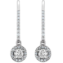 Brilliant Diamond Antique Cushion Drop Earrings in 14K White Gold – main view