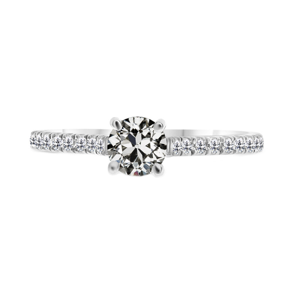 Solitaire Ring with Accents 14K White Gold with Fine Diamond – main view
