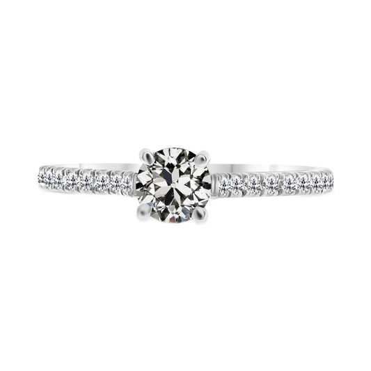Solitaire Ring with Accents 14K White Gold with Fine Diamond – main view
