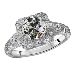 High-End Old European Cut Diamond Halo Ring – 2 ct 14 Karat