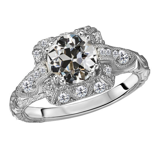 Halo Ring 14 Karat White Gold with Diamond – main view