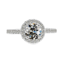 14K White Gold Brilliant Diamond Halo Engagement Ring – 2-ct Old