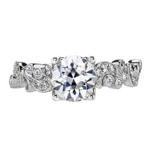 Brilliant Diamond Old Mine Cut Solitaire with Side Stones in 14K White Gold – main view
