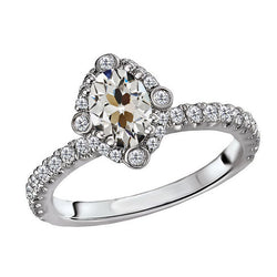 Antique Cushion Brilliant Diamond Halo Ring in 14K White Gold