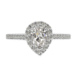 14K White Gold Fine Diamond Halo Ring – 2-ct Old Mine Cut