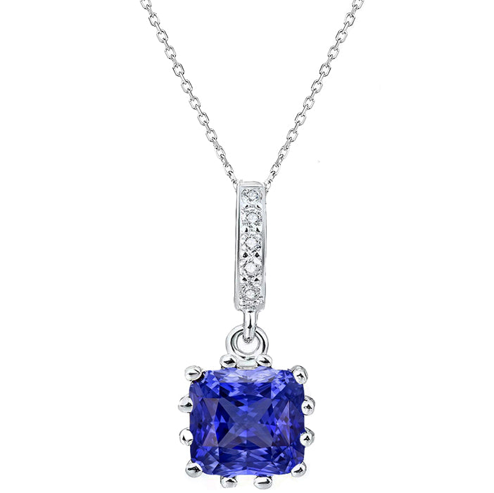 Radiant Cut Blue Sapphire ring in 14 Karat White Gold – main view