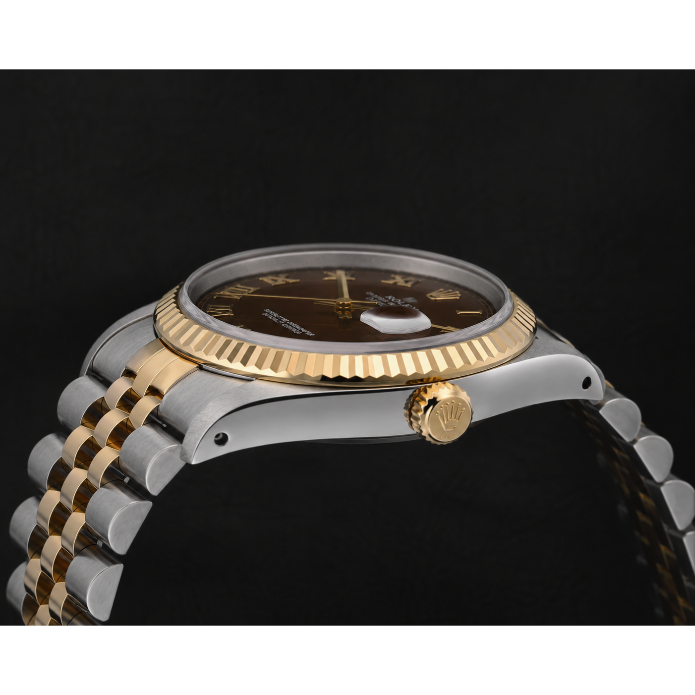 Ladies Rolex 31mm Datejust Two Tone Chocolate Roman Dial Watch