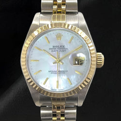 Ladies Rolex Datejust 26mm Mother Of Pearl Stick Dial Two Tone Watch