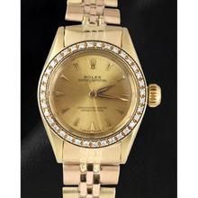 Ladies Rolex Oyster Perpetual Diamond Bezel Yellow Gold Watch