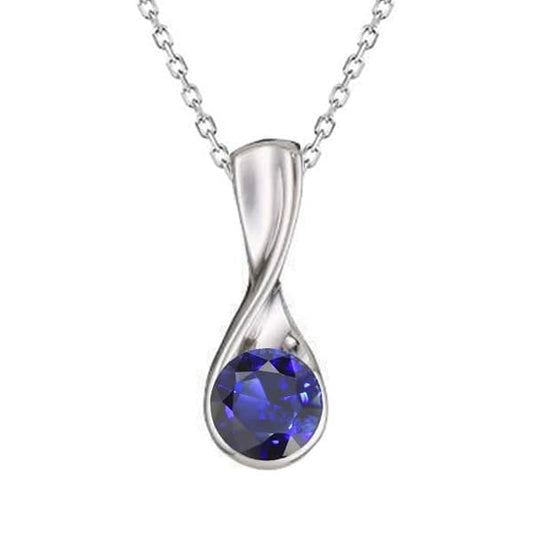 Precious Stone Pendant 14 Karat White Gold with Royal Blue Sapphire – main view