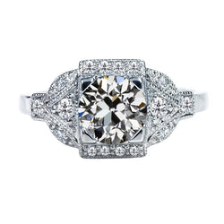 Real Antique Cushion Fine Diamond Engagement Ring – 2.50 ct in