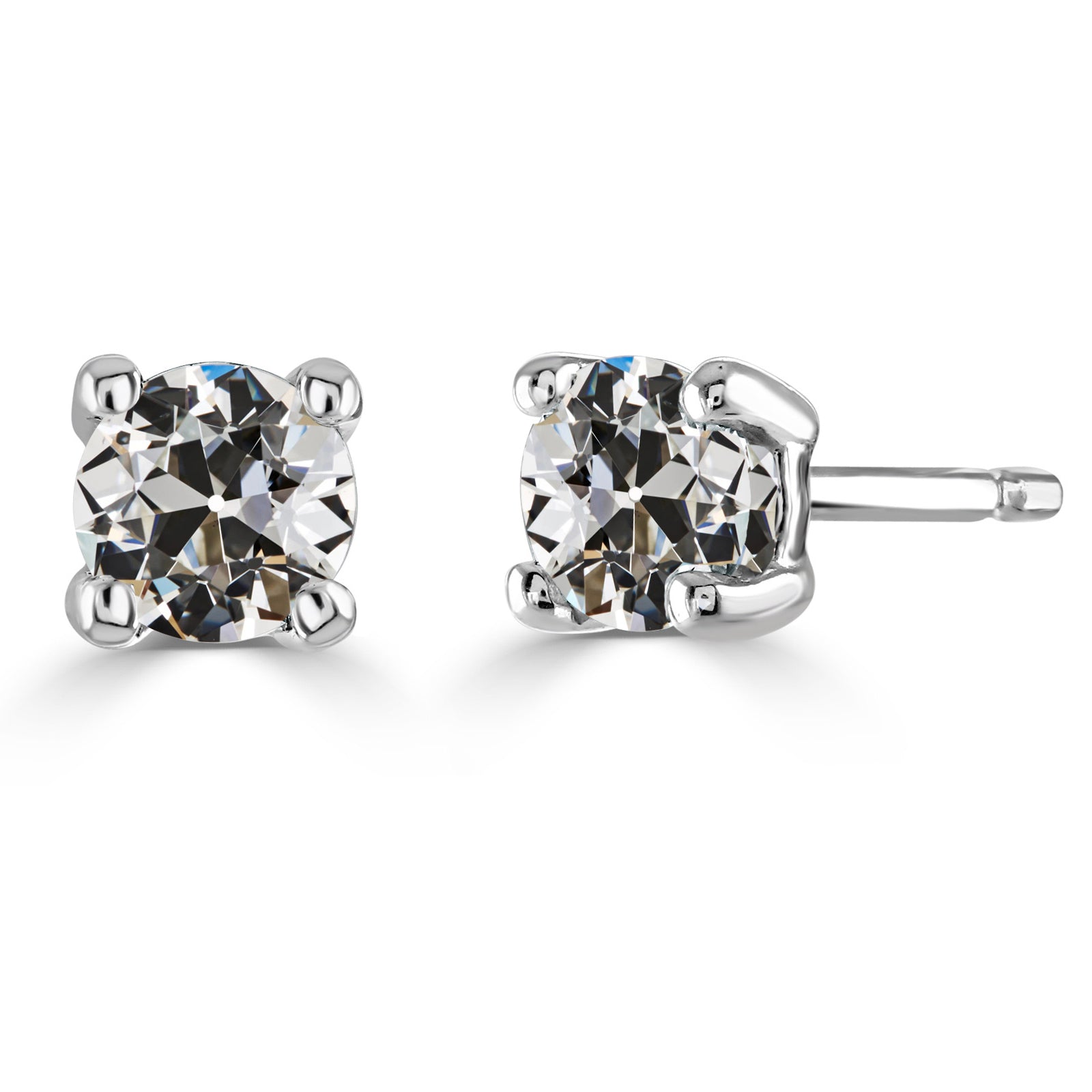 Stud Earrings 14K White Gold with Fine Diamond – main view
