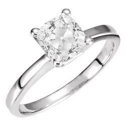 Solitaire Engagement Ring 14K White Gold – Diamond Cushion 5 ct