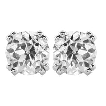 Diamond Antique Cushion Drop Earrings in 14K White Gold – main view
