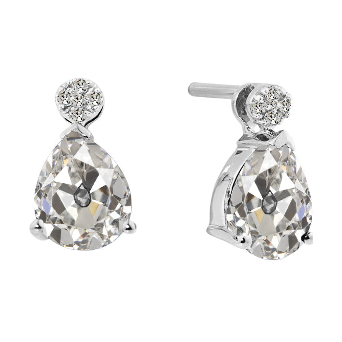 Brilliant Diamond Antique Cushion Earrings in 14 Karat White Gold – main view