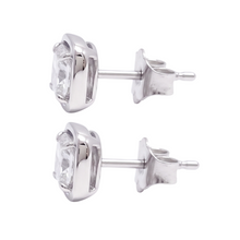 Ladies 2 Carat Cushion Cut Stud Lab Grown Diamonds Earring White Gold 14K