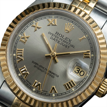 Ladies Datejust Rolex Watch Two Tone Gray Roman Dial