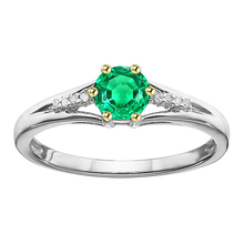 Colombian Emerald Precious Stone Ring 1-ct 14K Two Tone Gold – main view