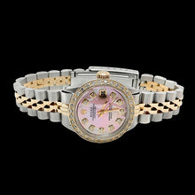 Ladies Pink Mop Diamond Dial Watch Rolex Datejust Two Tone