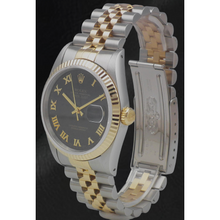 Ladies Rolex 31mm Datejust Two Tone Black Roman Dial Watch