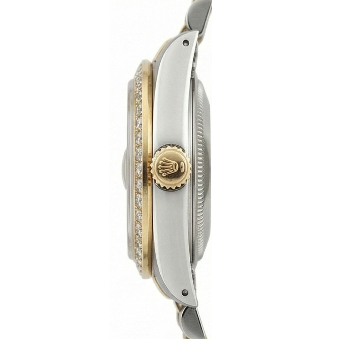 Ladies Rolex Date-Just Watch Diamond Salmon Dial Bezel