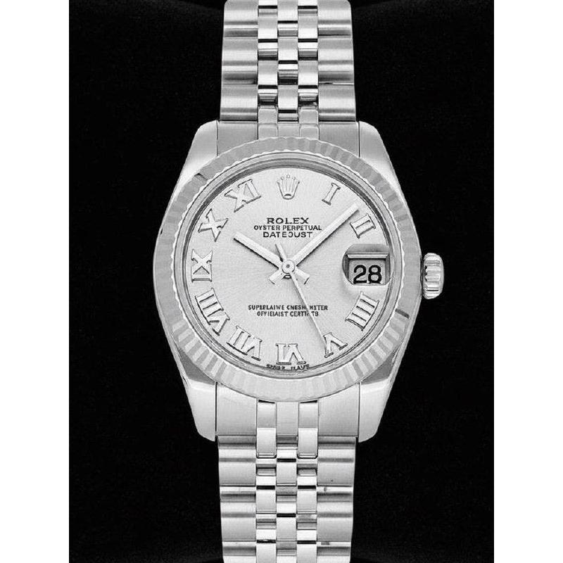Ladies Rolex Date-just 31mm Silver Roman Dial Watch