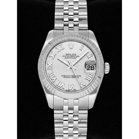 Ladies Rolex Date-just 31mm Silver Roman Dial Watch
